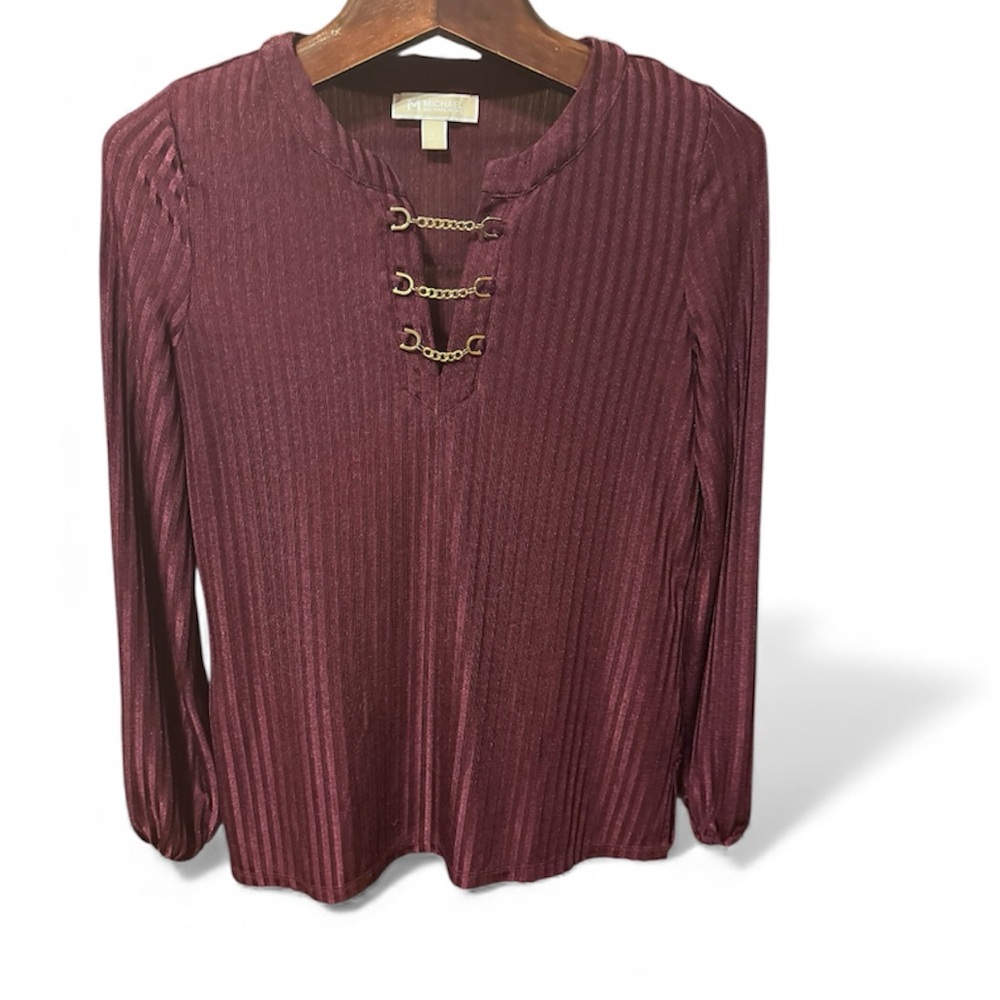 Michael Kors Burgundy Chain Detail Blouse size L used once